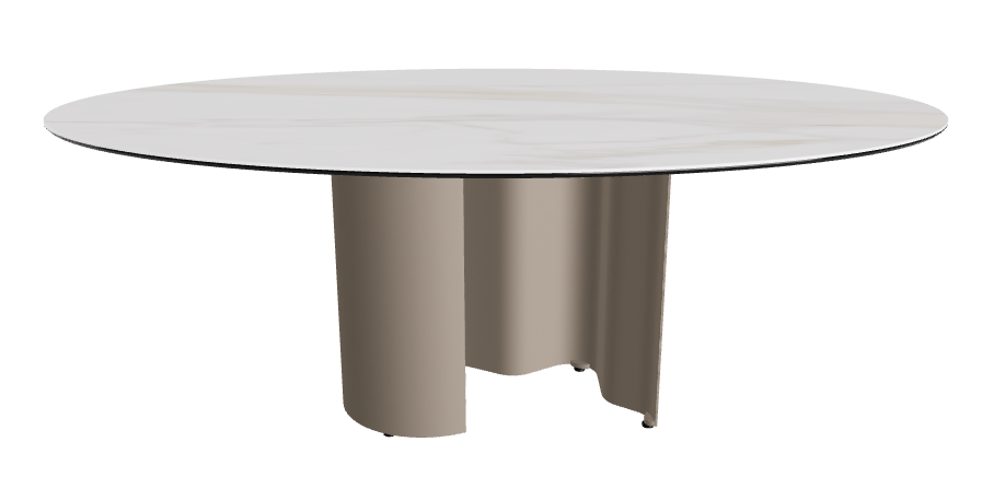 200x120x74h Oval Shaped_Matt Golden Calacatta_Titanium Embossed