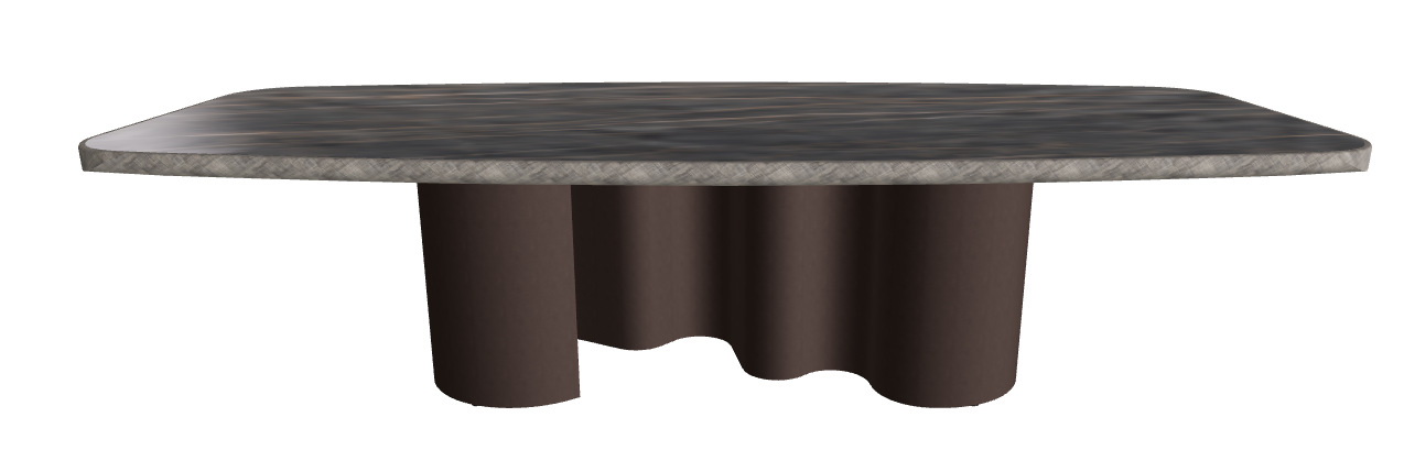 300x128x75h Barrel Shaped_Matt Portoro_Bronze Embossed_Brushed Grey