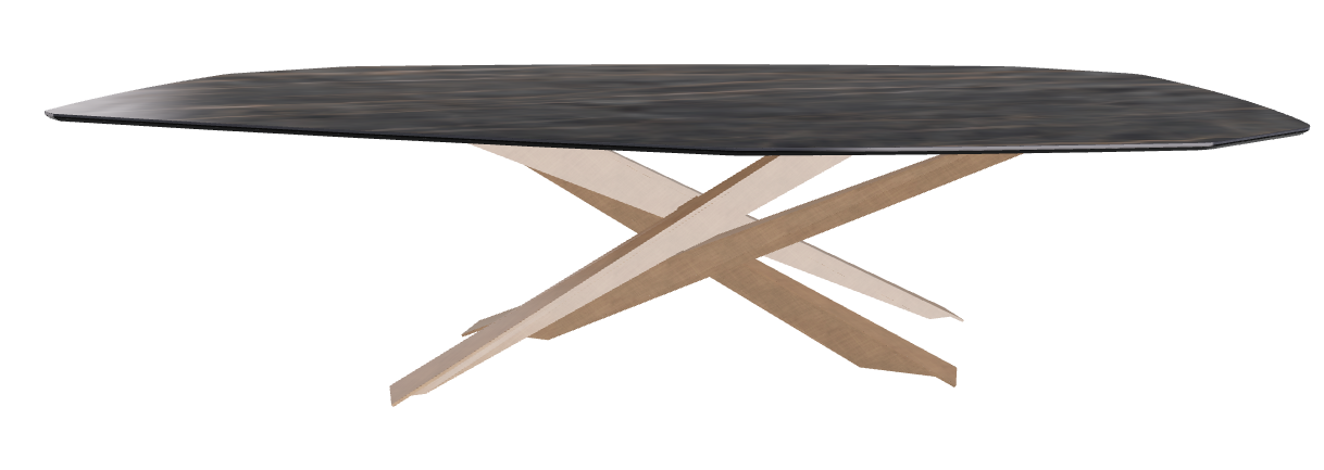 300x130x74.5h Polygon Shaped_Matt Portoro_Brushed Bronze