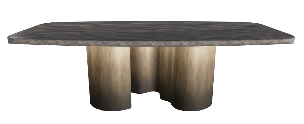 240x120x75h Barrel Shaped_Matt Portoro_Oxy Brass_Brushed Grey