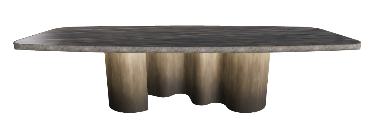 300x128x75h Barrel Shaped_Matt Portoro_Oxy Brass_Brushed Grey