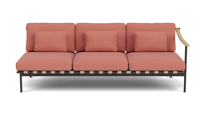 Barlow Tyrie Around Deep Seating Triple Lounge Sofa with Teak Right Arm