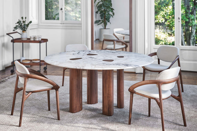 Porada Oswood Round & Rectangular Shaped Marble Dining Table