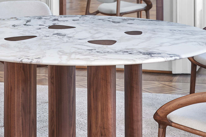 Porada Oswood Round & Rectangular Shaped Marble Dining Table