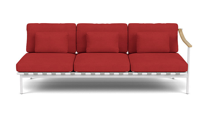 Barlow Tyrie Around Deep Seating Triple Lounge Sofa with Teak Right Arm