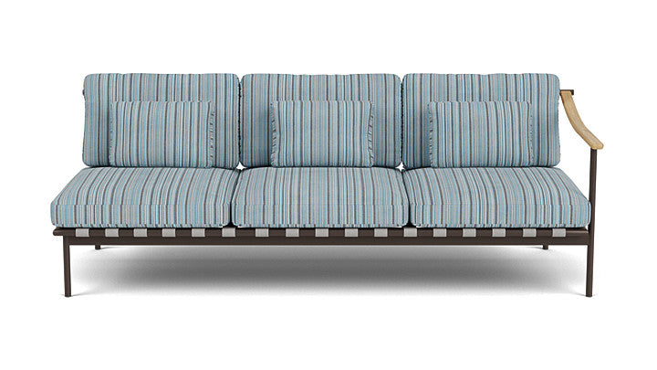 Barlow Tyrie Around Deep Seating Triple Lounge Sofa with Teak Right Arm