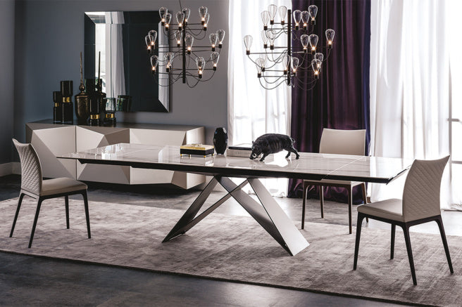Cattelan Italia Premier Keramik Drive Rectangular & Barrel Shaped Extendable Dining Table 182-258