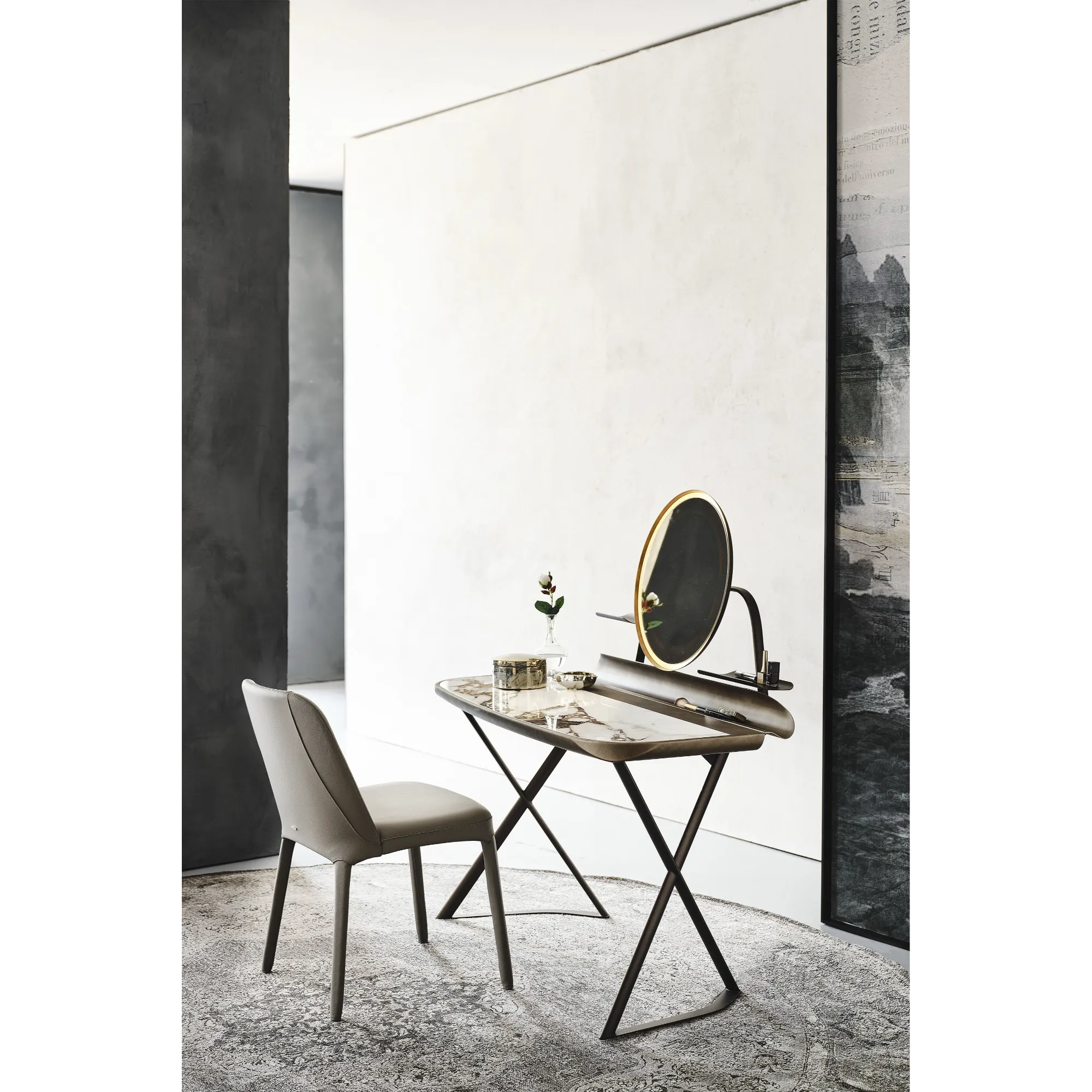 Cattelan Italia Cocoon Trousse Keramik Desk With Titanium embossed Frame