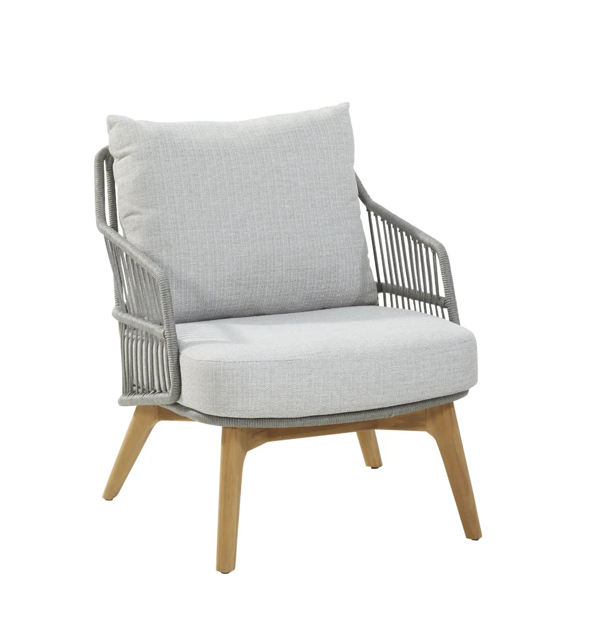 4 Seasons Outdoor Sempre Living Chair Teak Silver Grey With 2 Cushions