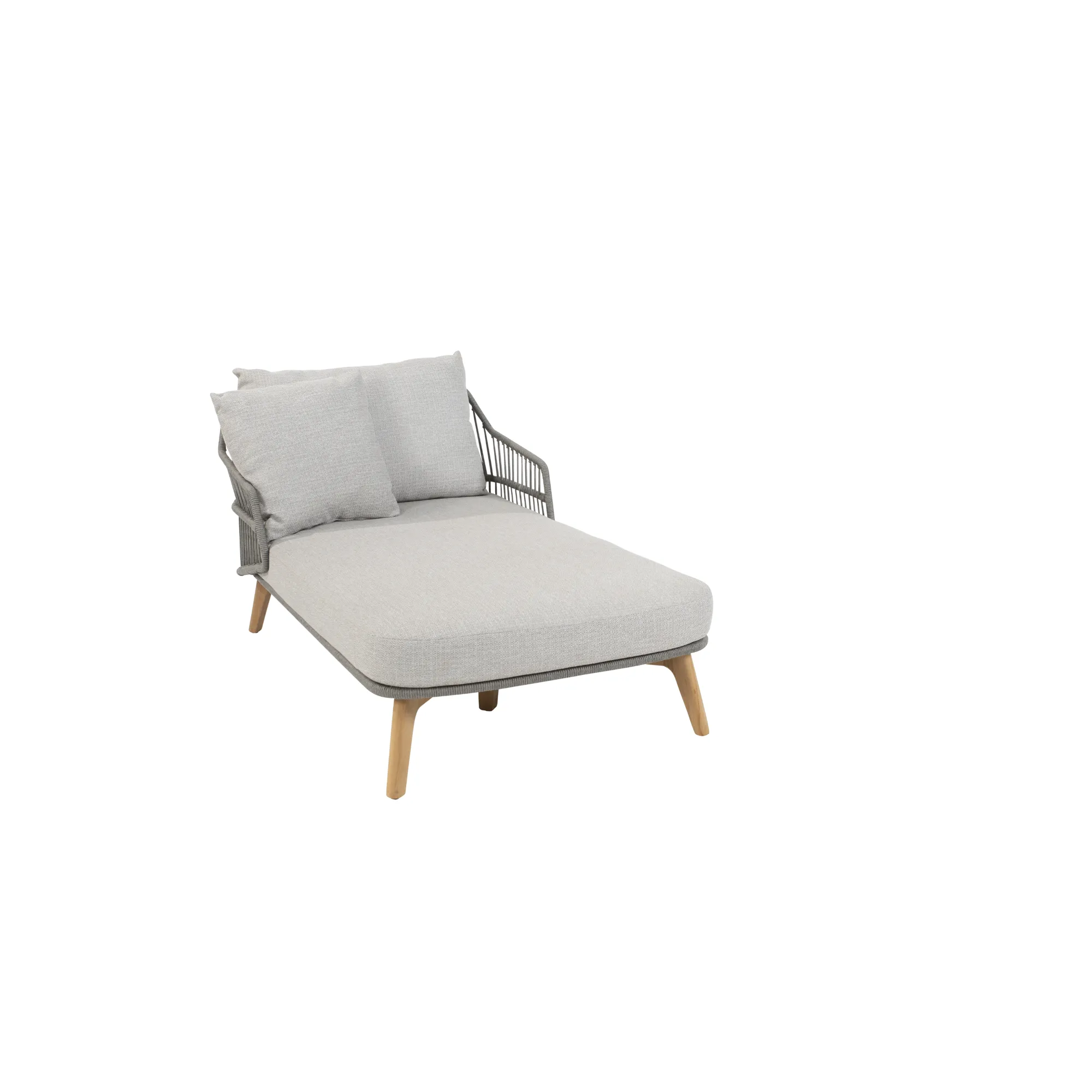 4 Seasons Outdoor Sempre Sunbed Teak Silver Grey With 3 Cushions