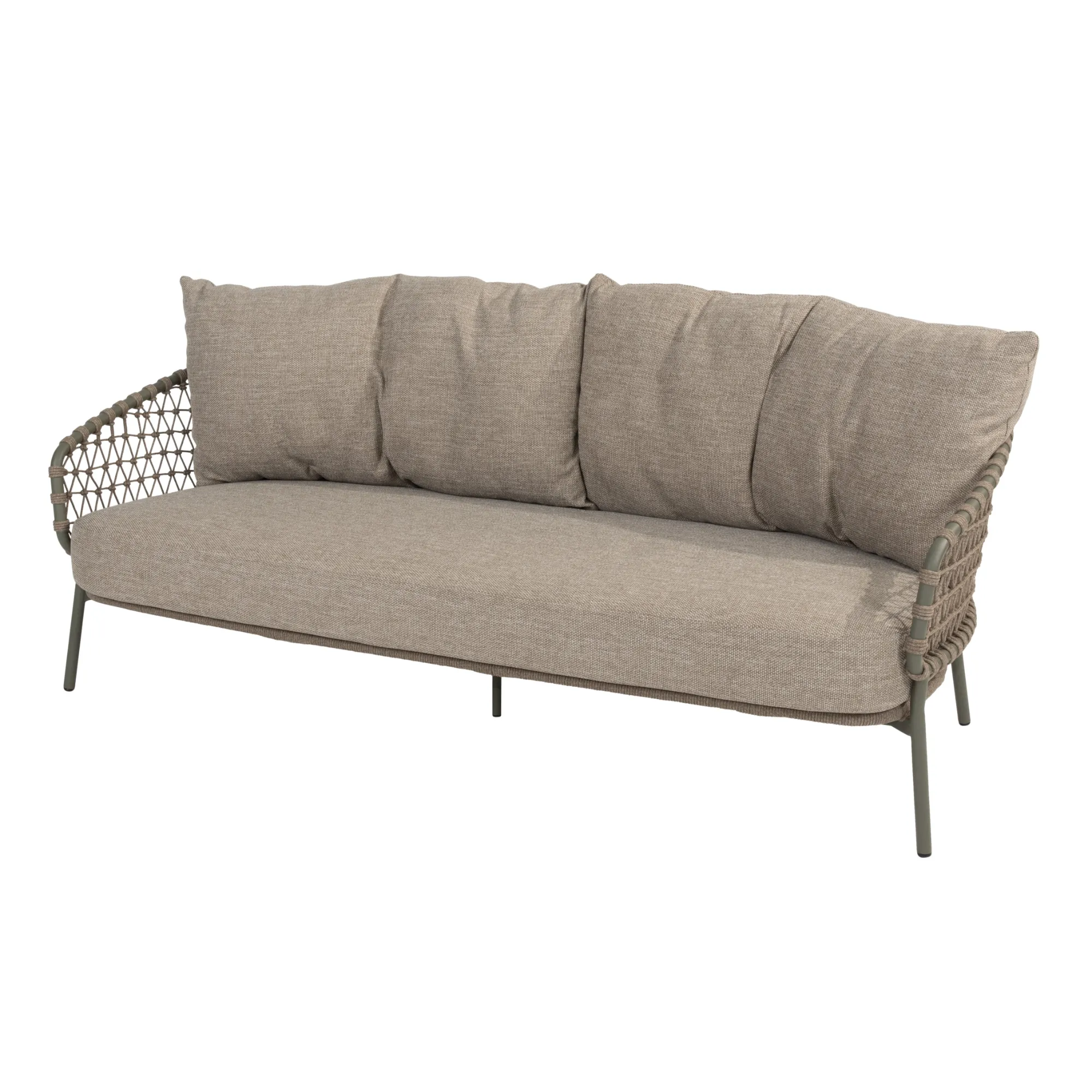 4 Season Outdoor Jura Living Bench 3 Seater Olive With 3 Cushions