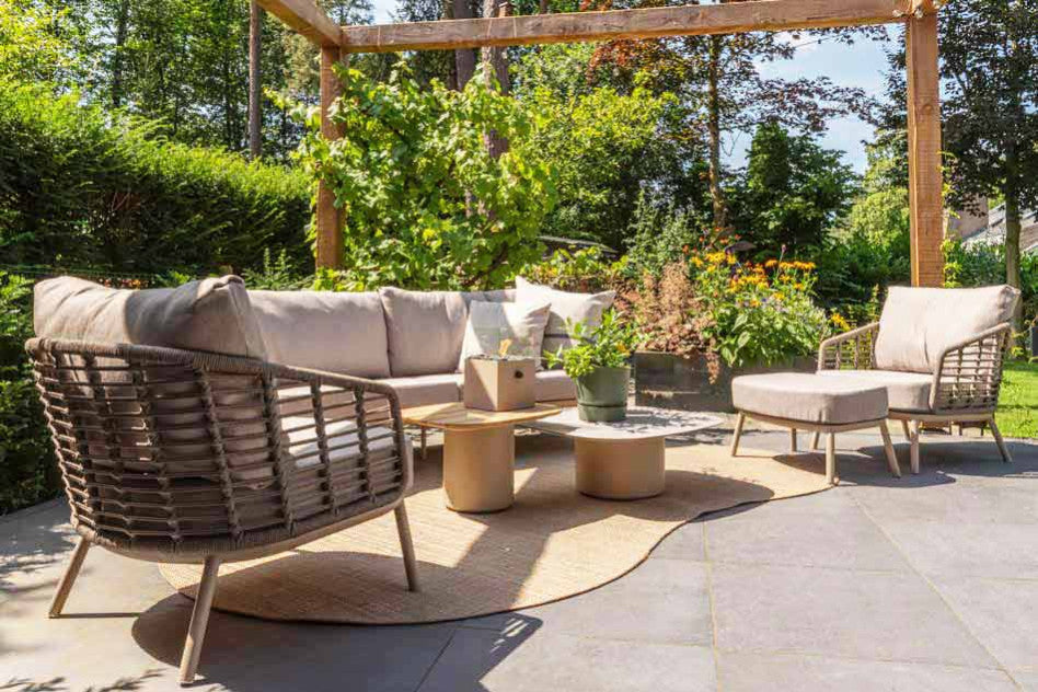 4 Seasons Outdoor Puglia Footstool Latte With Cushion