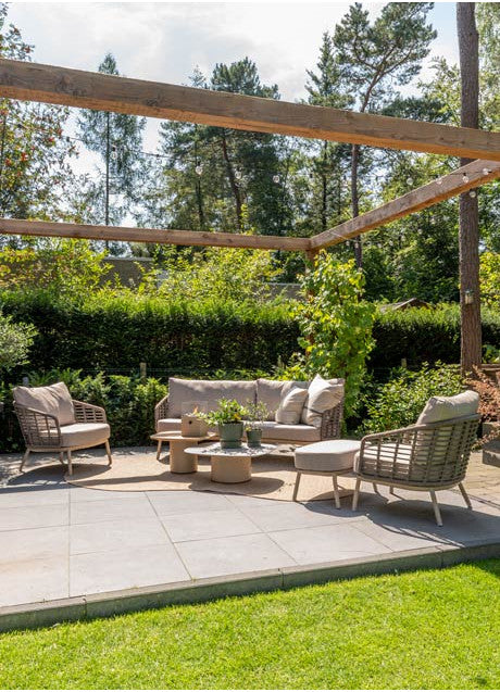 4 Seasons Outdoor Puglia Footstool Latte With Cushion