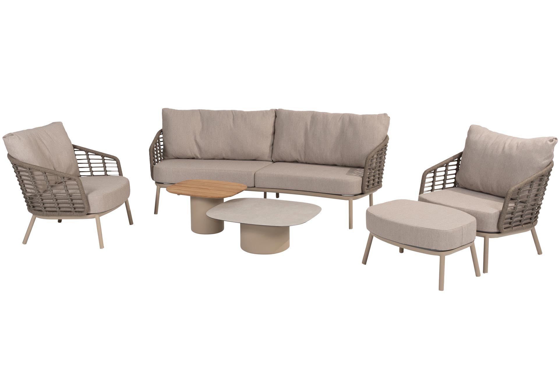 4 Seasons Outdoor Puglia Footstool Latte With Cushion