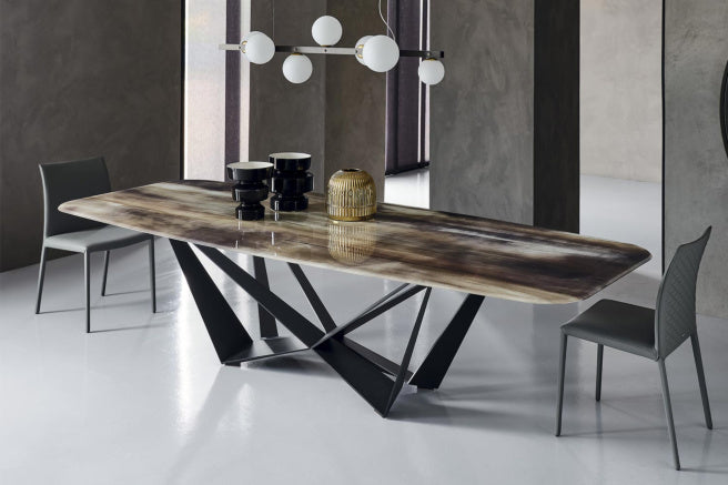 Cattelan Italia Skorpio Crystalart Rectangular & Barrel-Shaped Dining Table