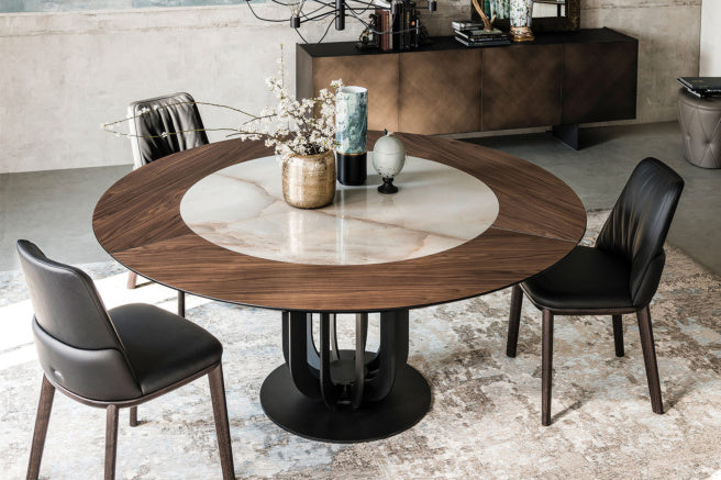 Cattelan Italia Soho Ker-Wood Round Swivel Dining Table