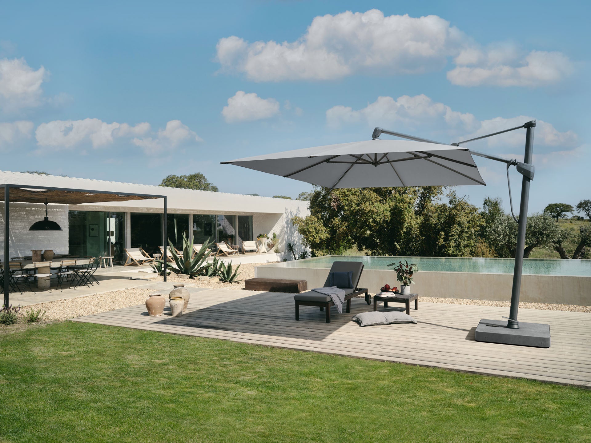 Sombrano 4x3m Taupe Canopy With Official Glatz Moveable Concrete Base