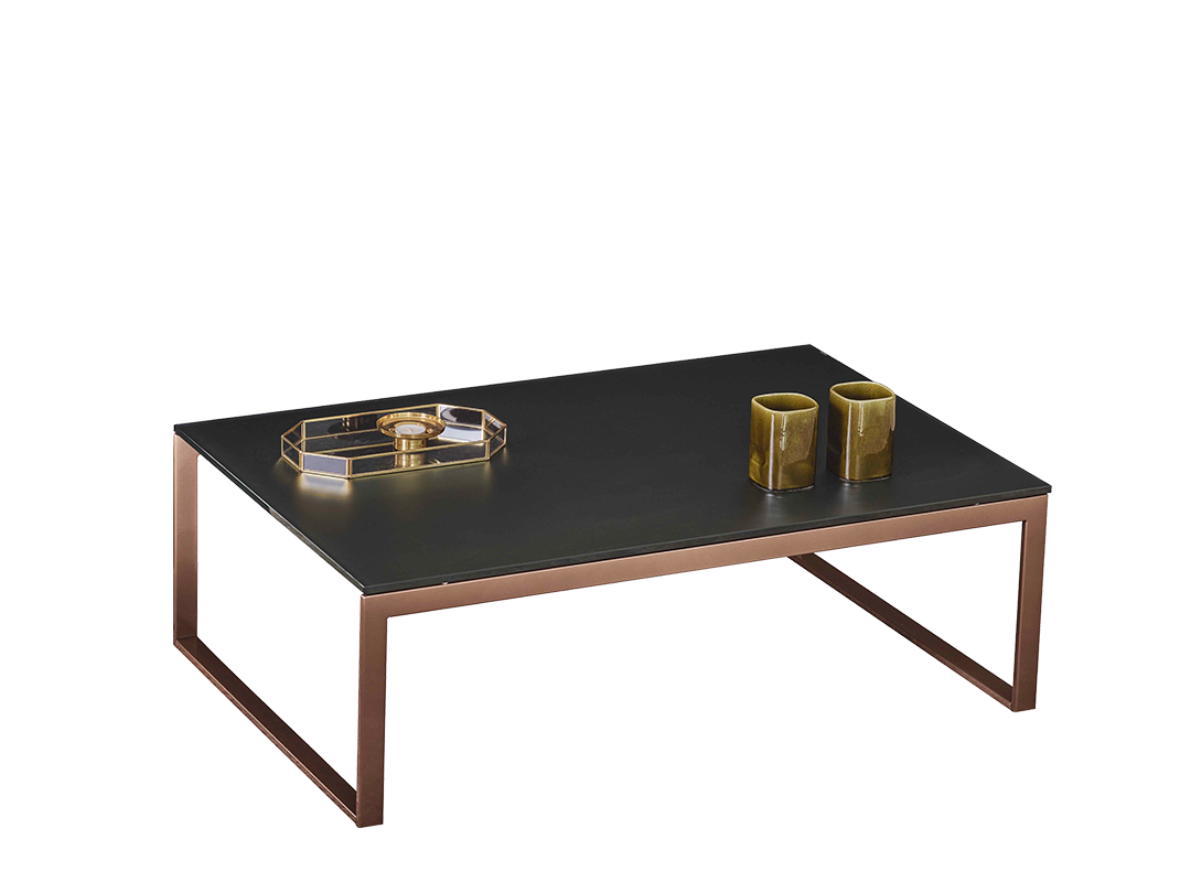 Hip Hop Coffee table with metal frame and top in Glossy glass and Velvet matt anti-scratch lacquered glass