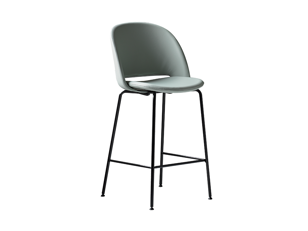 Polo Footstool Lined Low barstool with metal frame