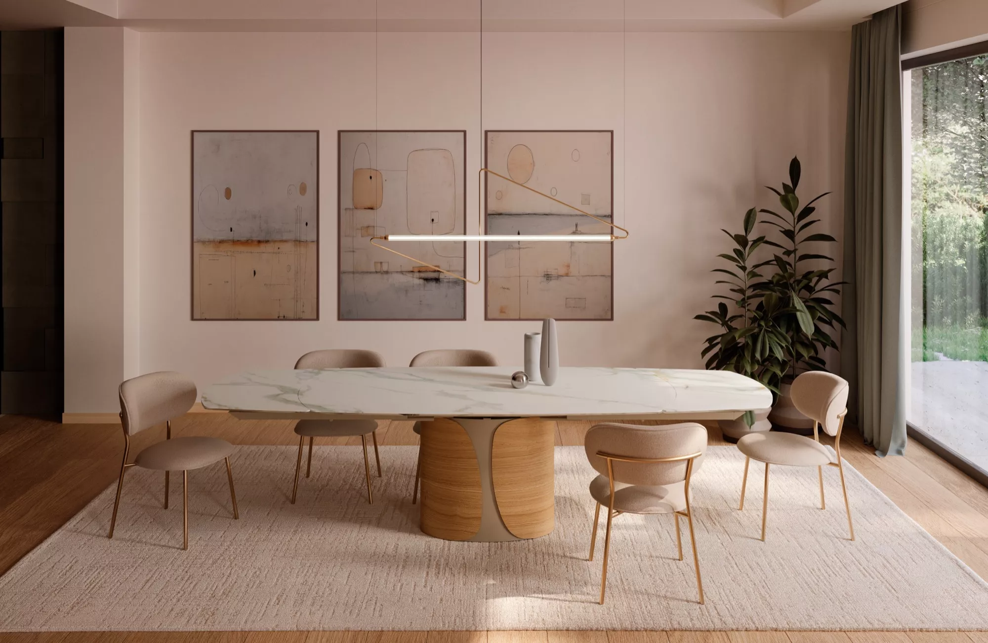 Bontempi Casa Talos 54.54 Rectangular Extendible Dining Table