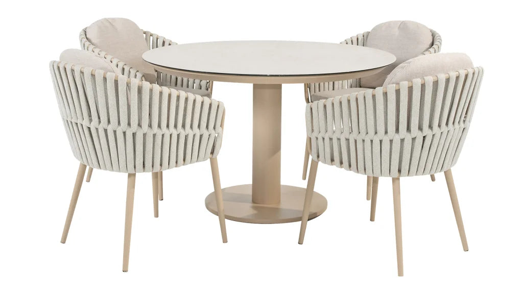 4 Seasons Outdoor Eva 4 Seat with Sarah 120cm Ceramic Dining Table