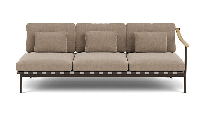 Barlow Tyrie Around Deep Seating Triple Lounge Sofa with Teak Right Arm