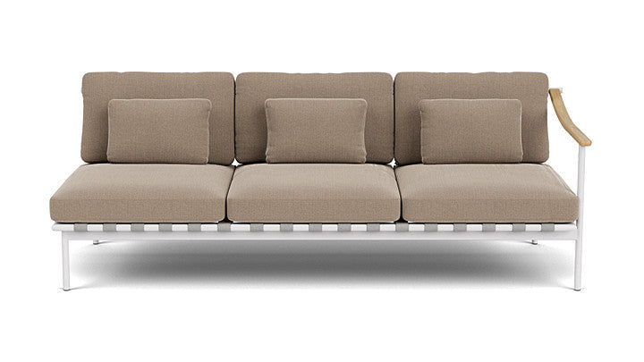 Barlow Tyrie Around Deep Seating Triple Lounge Sofa with Teak Right Arm