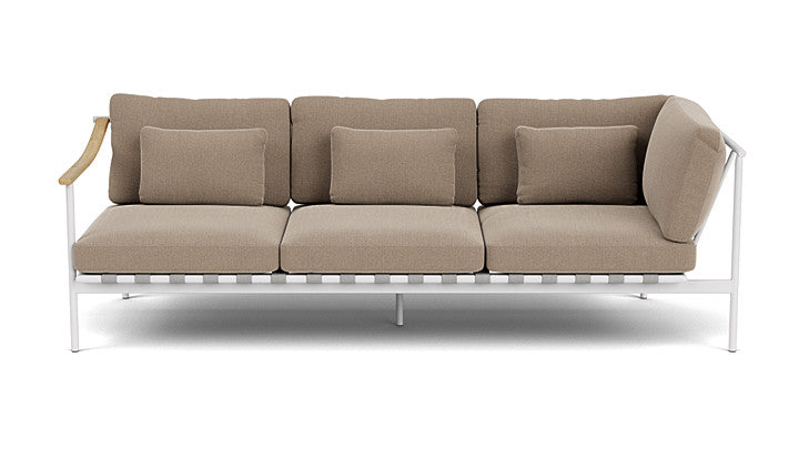Barlow Tyrie Around Deep Seating Triple Lounge Sofa with Teak Left Arm and Aluminium Right Arm