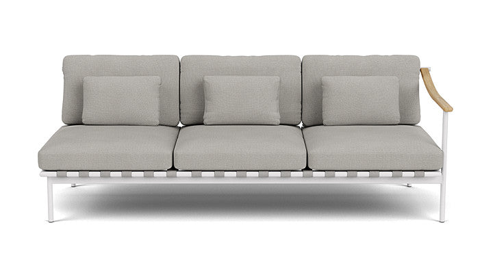 Barlow Tyrie Around Deep Seating Triple Lounge Sofa with Teak Right Arm