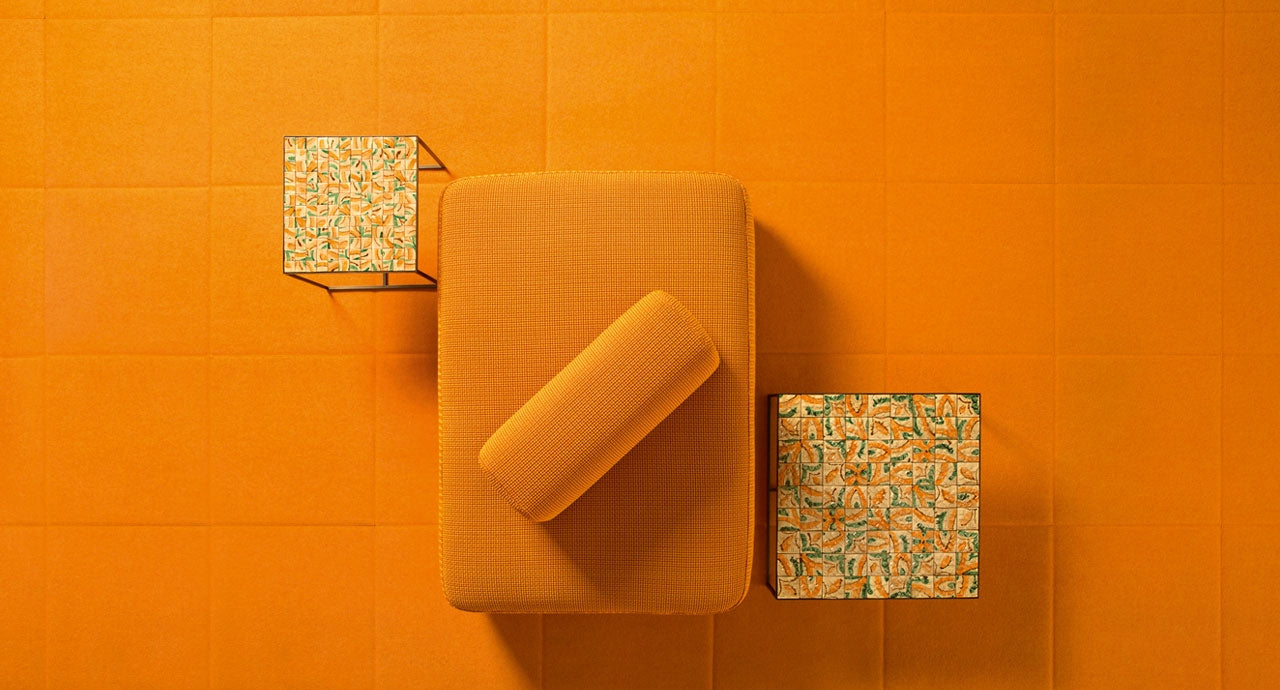 Paola Lenti Tessera Modular Indoor Outdoor Rug In Orange