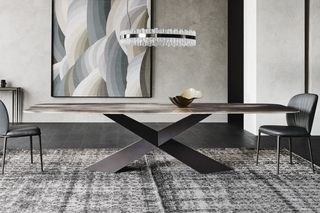 Cattelan Italia Tyron Crystalart Rectangular & Barrel-Shaped Dining Table
