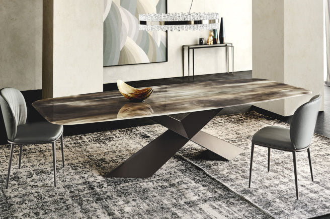 Cattelan Italia Tyron Crystalart Rectangular & Barrel-Shaped Dining Table