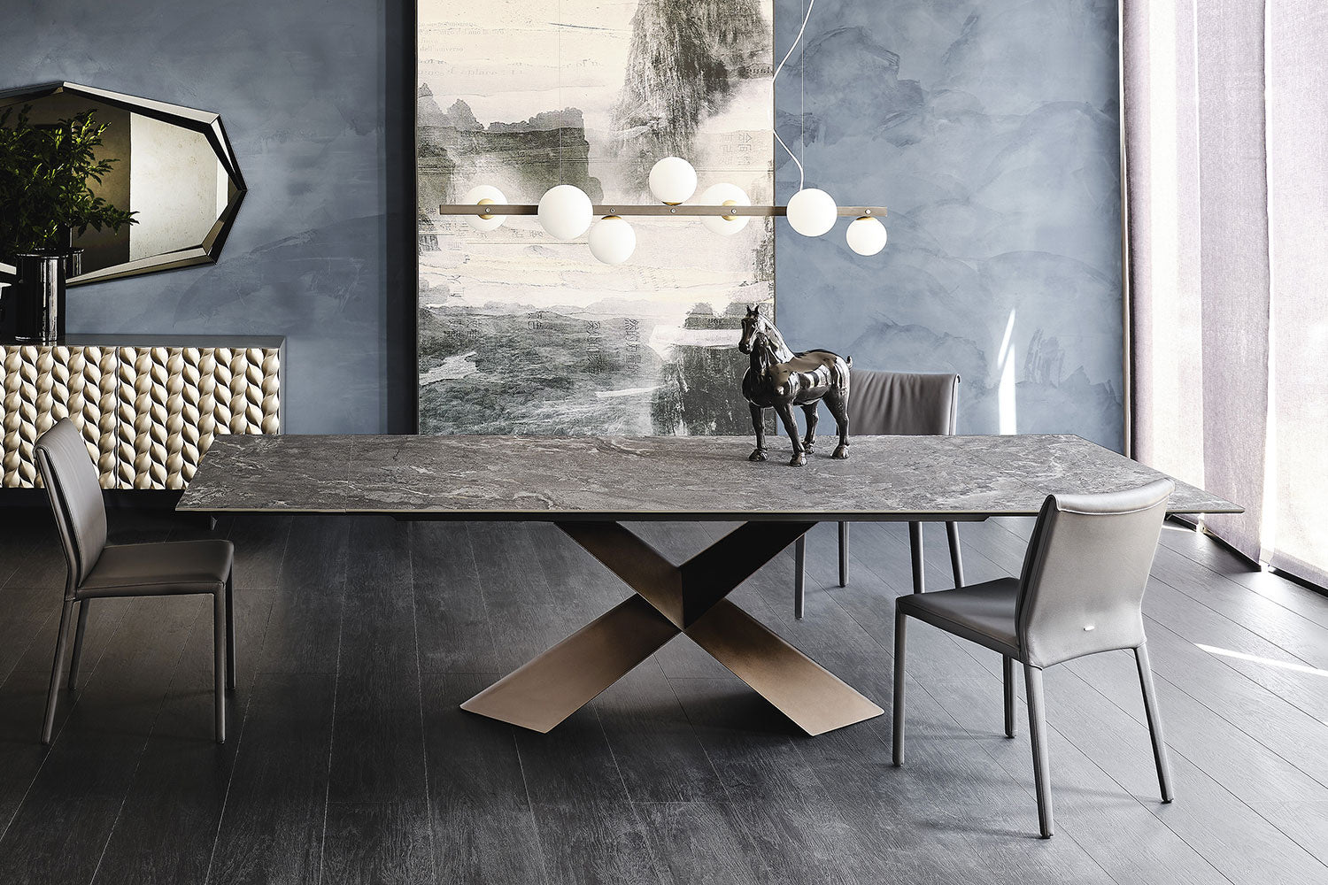 Cattelan Italia Tyron Keramik Drive Rectangular Extendible Dining Table – 182→258x90x74h
