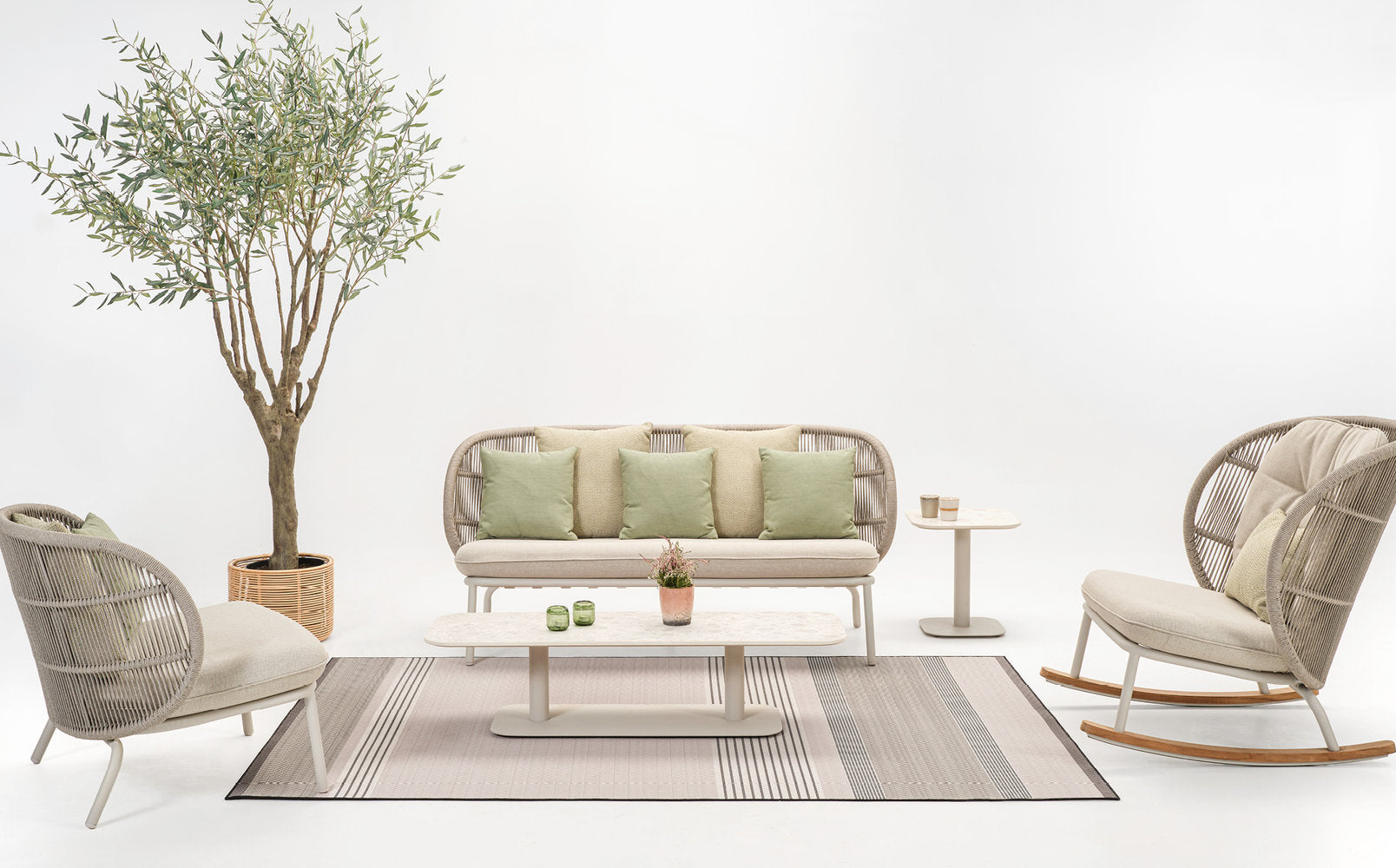 KODO COFFEE TABLE 129X45 DUNE WHITE/CER. SHARDS