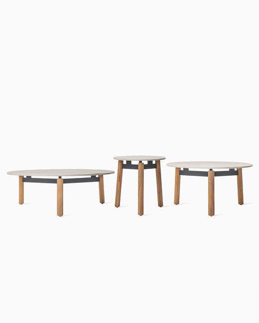LENTO SIDE TABLE DIA 45 X 44CM BASE UNTREATED TEAK/CERAMIC PORTLAND