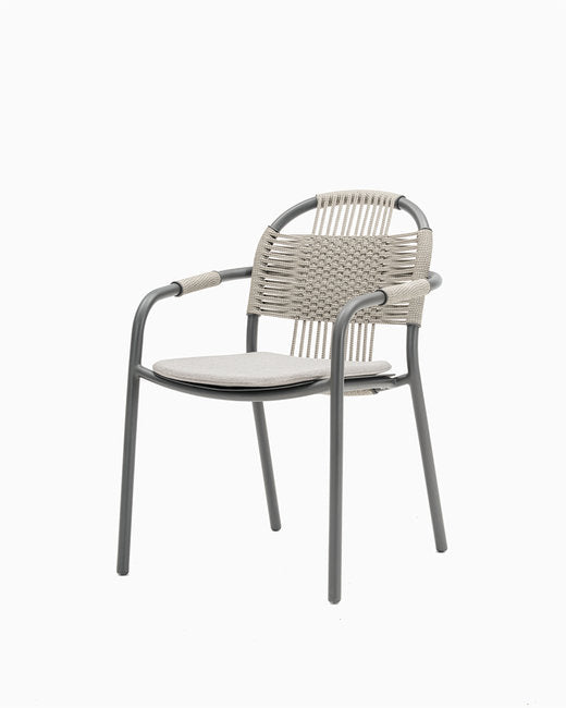 CLEO DINING ARMCHAIR FOSSIL GREY/MISTY DOTS ROPE