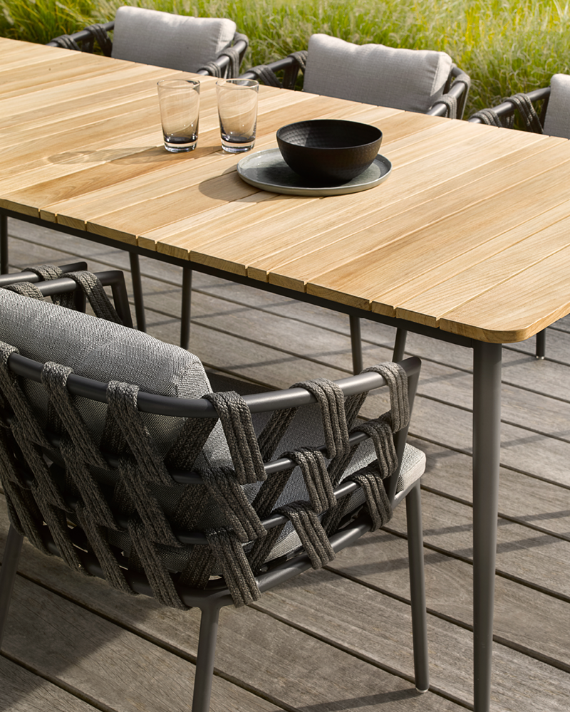 LEO DINING TABLE 180X90 CM LAVA/TEAK TOP