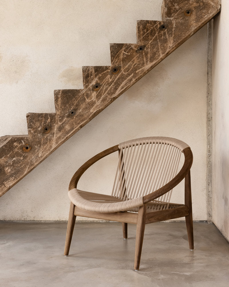 Norma Lounge Chair Dark Oak Oil/Linen Rope