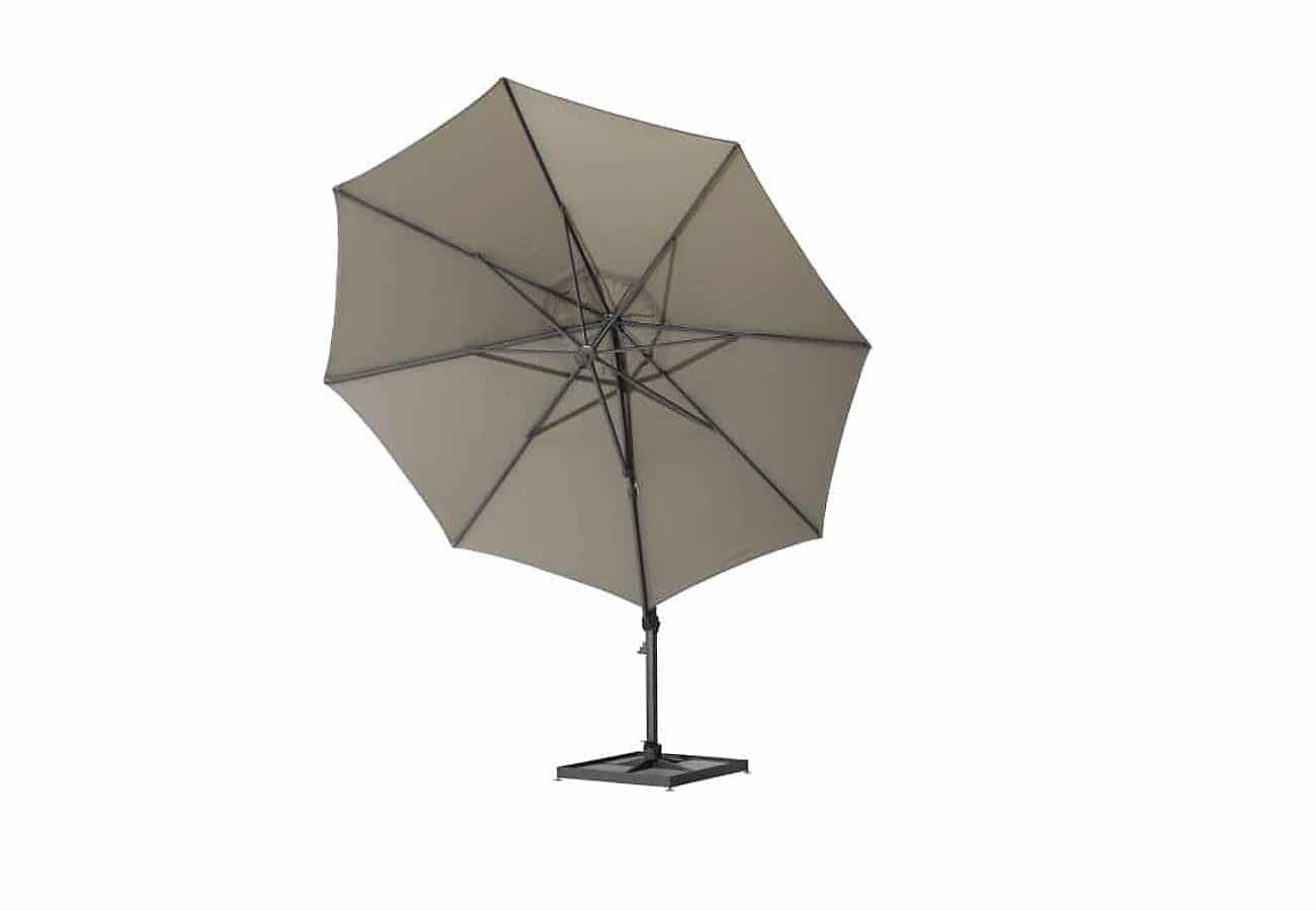 4 Seasons Outdoor Siesta Parasol ø350 cm Taupe & Charcoal with 125 kg Granite base and wheels