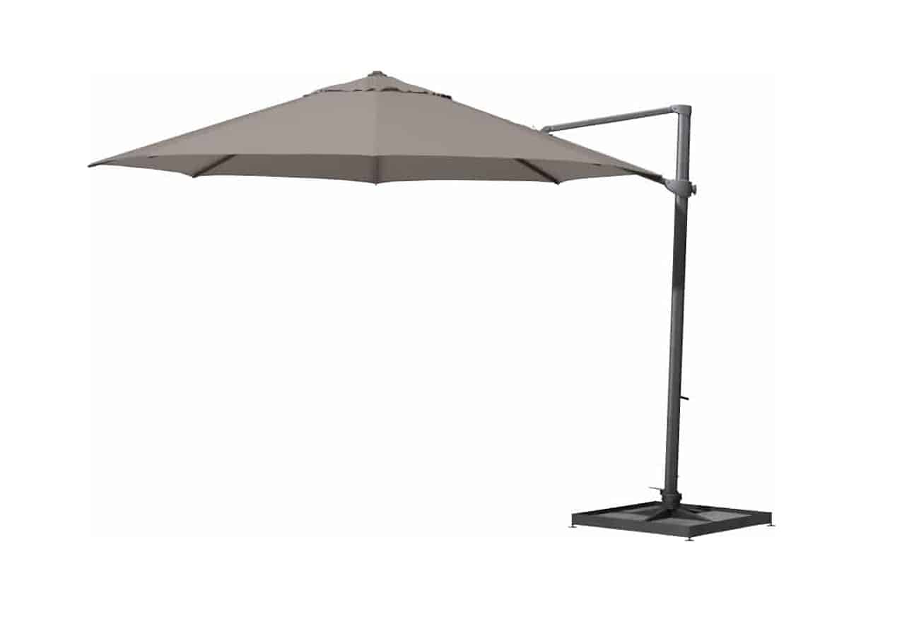 4 Seasons Outdoor Siesta Parasol ø350 cm Taupe & Charcoal with 125 kg Granite base and wheels