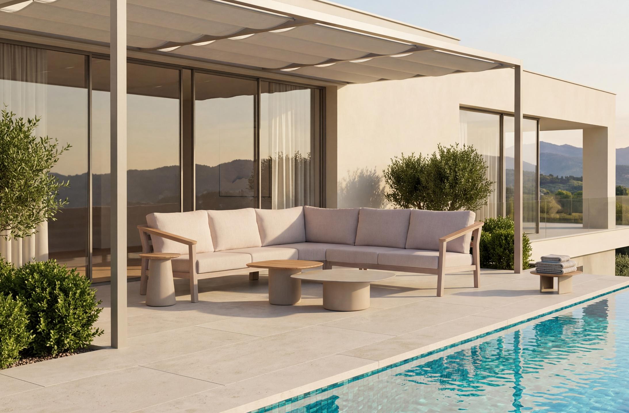 4 Seasons Outdoor Olivia 5 Seat Corner Group with Demi Coffee & Side Tables