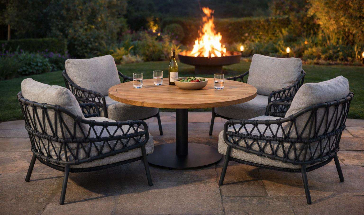 4 Seasons Outdoor Calpi Low Dining with 160cm Saba Table