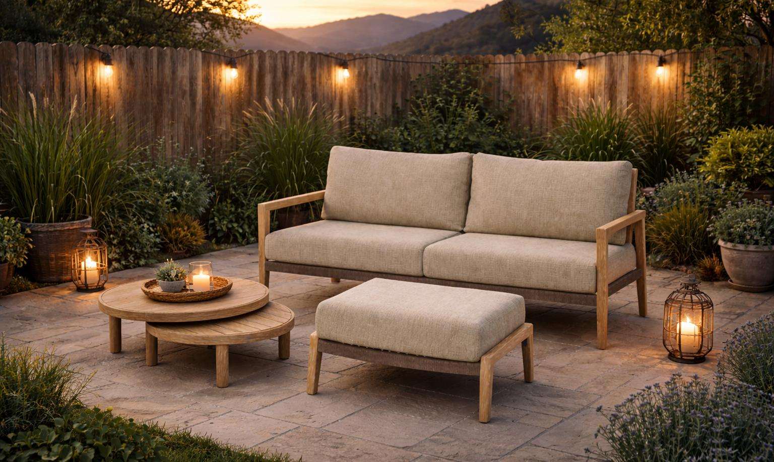 4 Seasons Outdoor Julia 3 Seater Living Bench With Sem Tables And Footstool