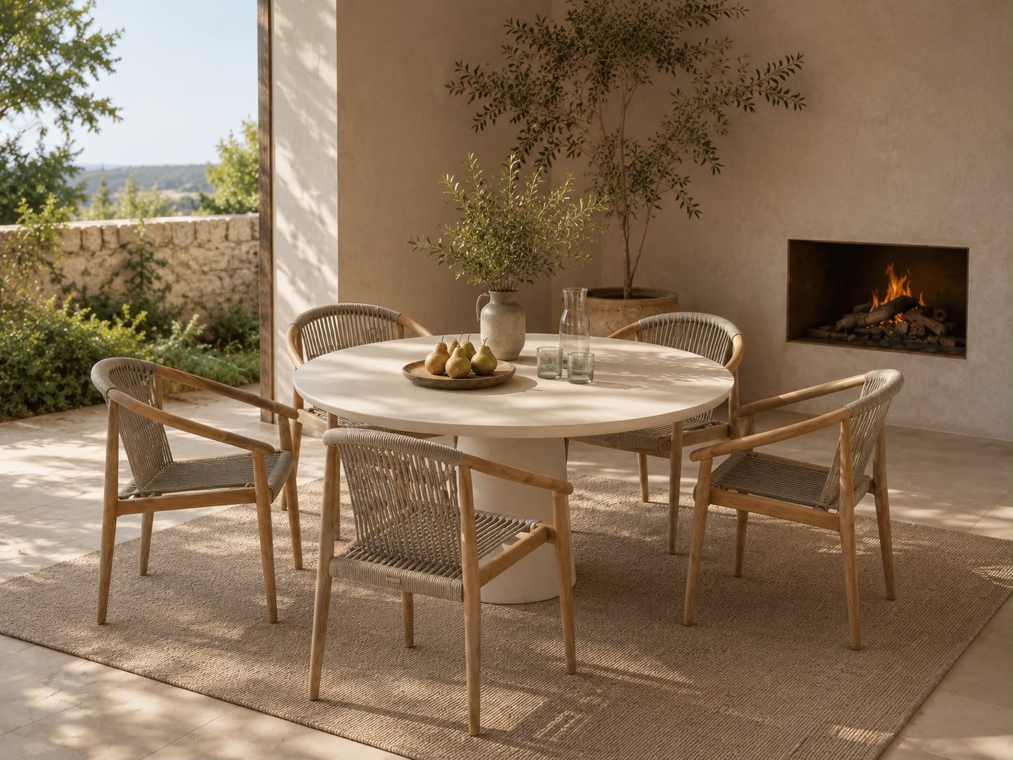 Vincent Sheppard Mistral Dining Set with 5 Frida Chairs & Tessa Rug - Ex Display