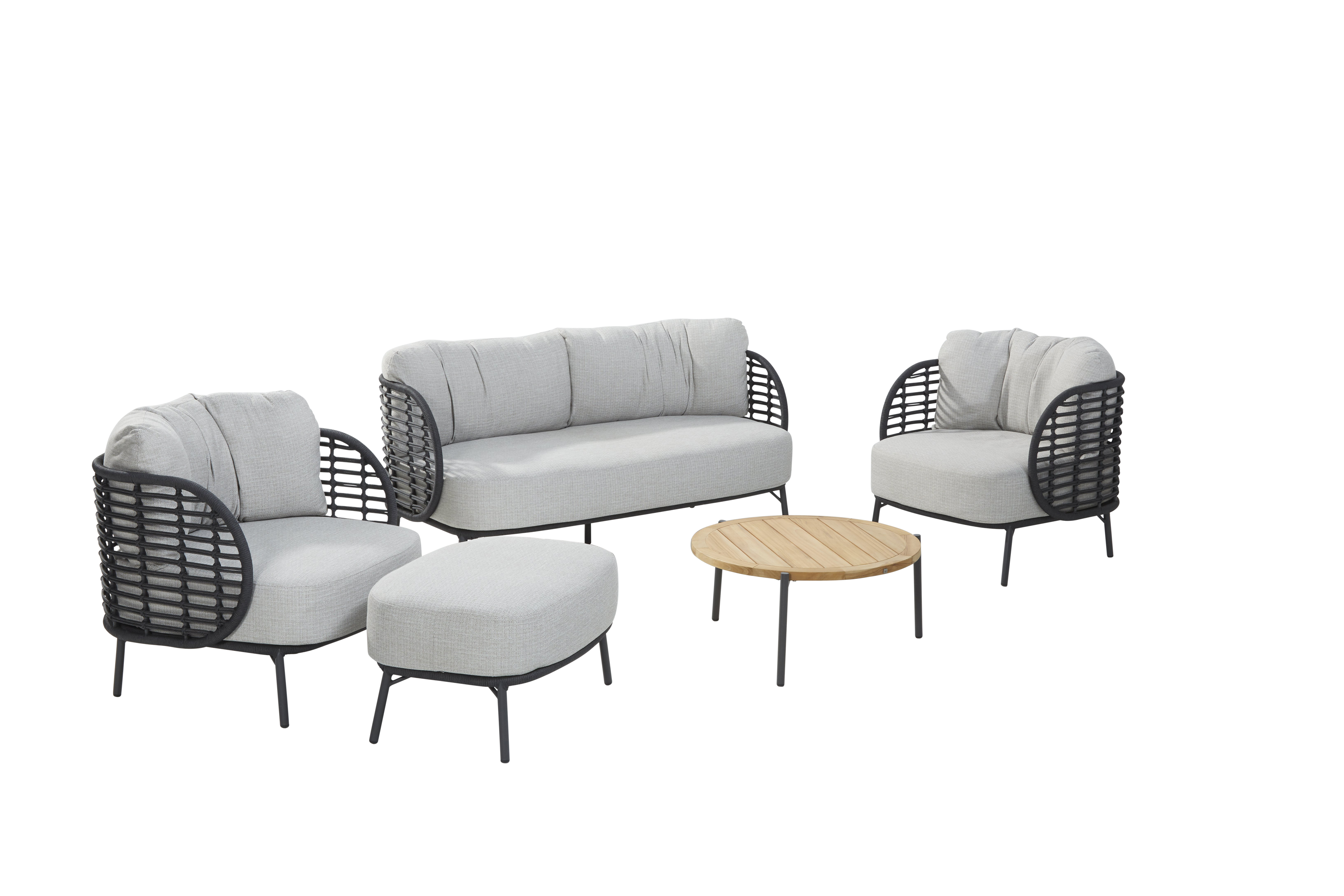 4 Seasons Outdoor Fabrice Lounge Set With Footstool And Yoga Coffee Table Set