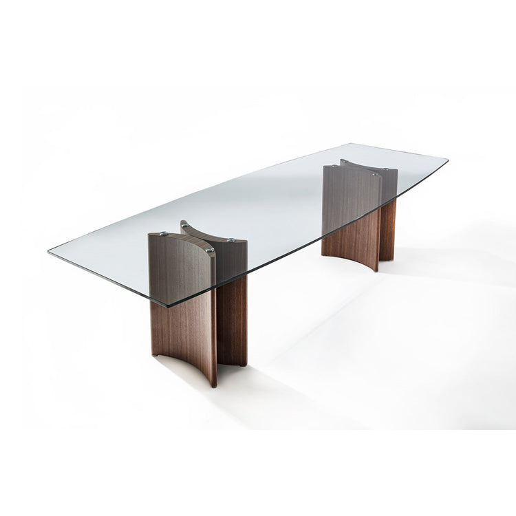 Porada Alan Glass Barrel & Rectangular Shaped Dining Table