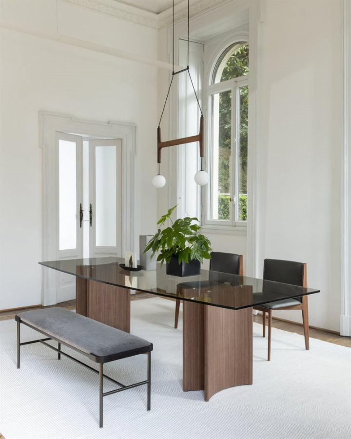 Porada Alan Glass Barrel & Rectangular Shaped Dining Table