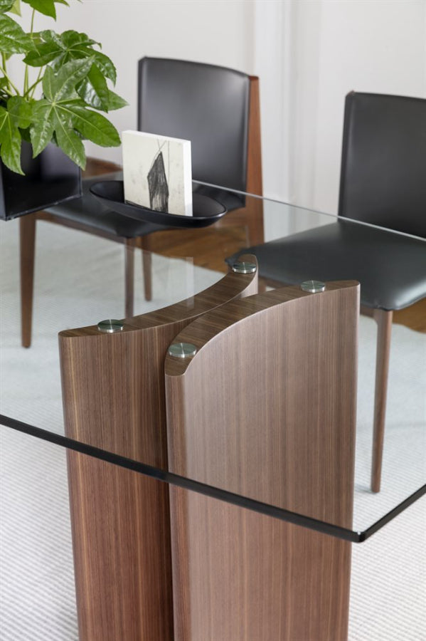 Porada Alan Glass Barrel & Rectangular Shaped Dining Table