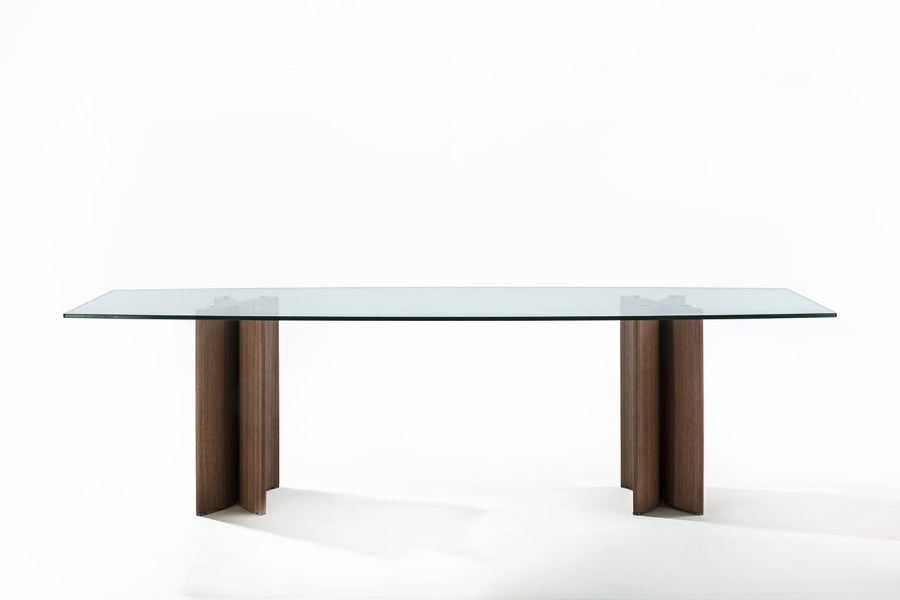 Porada Alan Glass Barrel & Rectangular Shaped Dining Table
