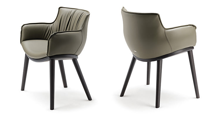 Cattelan Italia Rhonda Wood Dining Armchair – Soft Leather & Glove Soft Leather